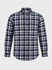 Men's Navy Blue Slim Fit Checkered Casual Shirt