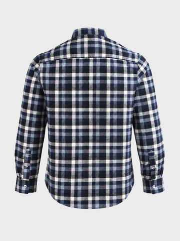 Men's Navy Blue Slim Fit Checkered Casual Shirt