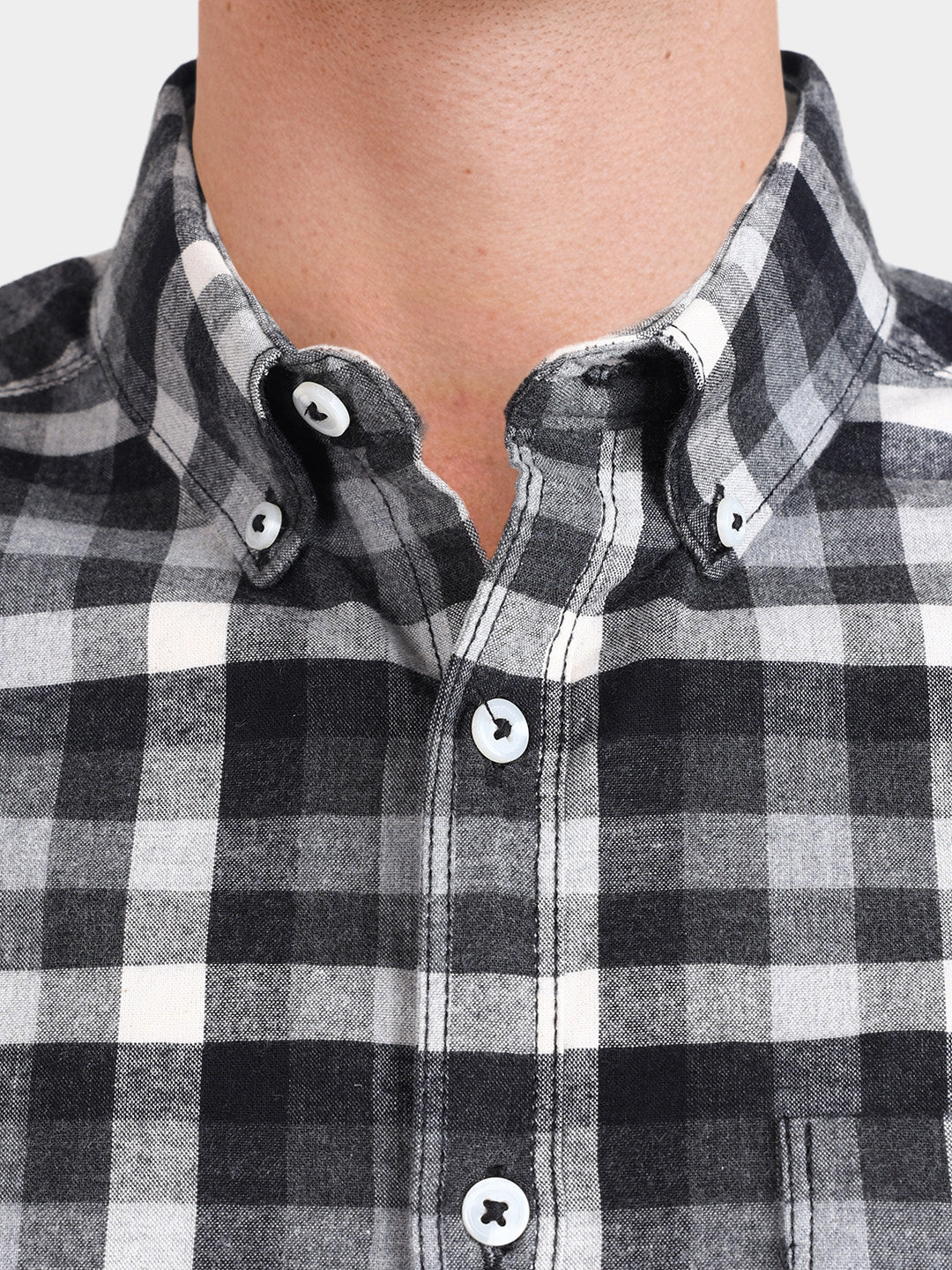 Men's Black Slim Fit Checkered Casual Shirt