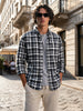 Men's Black Slim Fit Checkered Casual Shirt