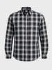 Men's Black Slim Fit Checked Casual Shirt