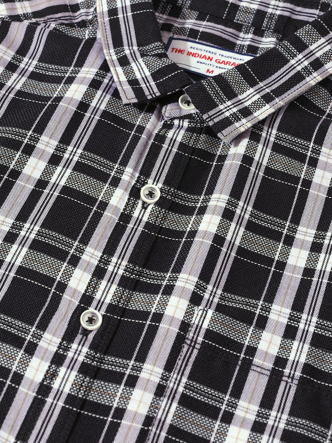 Men's Black Slim Fit Checked Casual Shirt