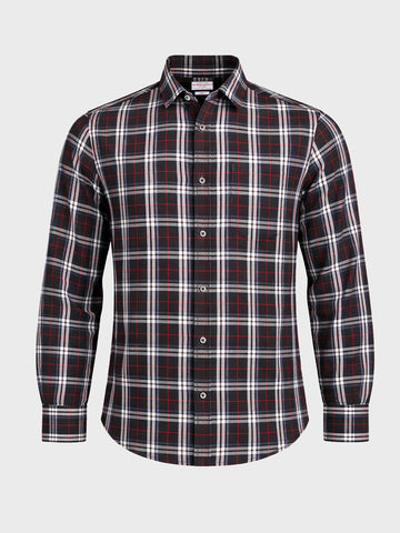 Men's Black Slim Fit Checked Casual Shirt