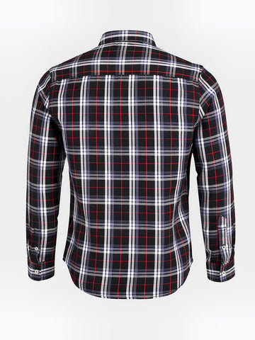 Men's Black Slim Fit Checked Casual Shirt