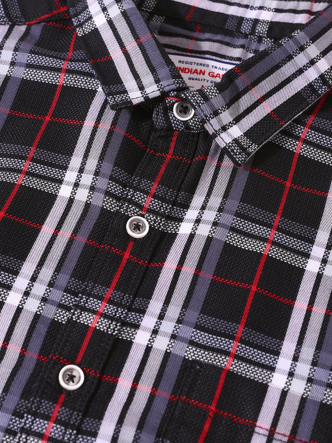 Men's Black Slim Fit Checked Casual Shirt