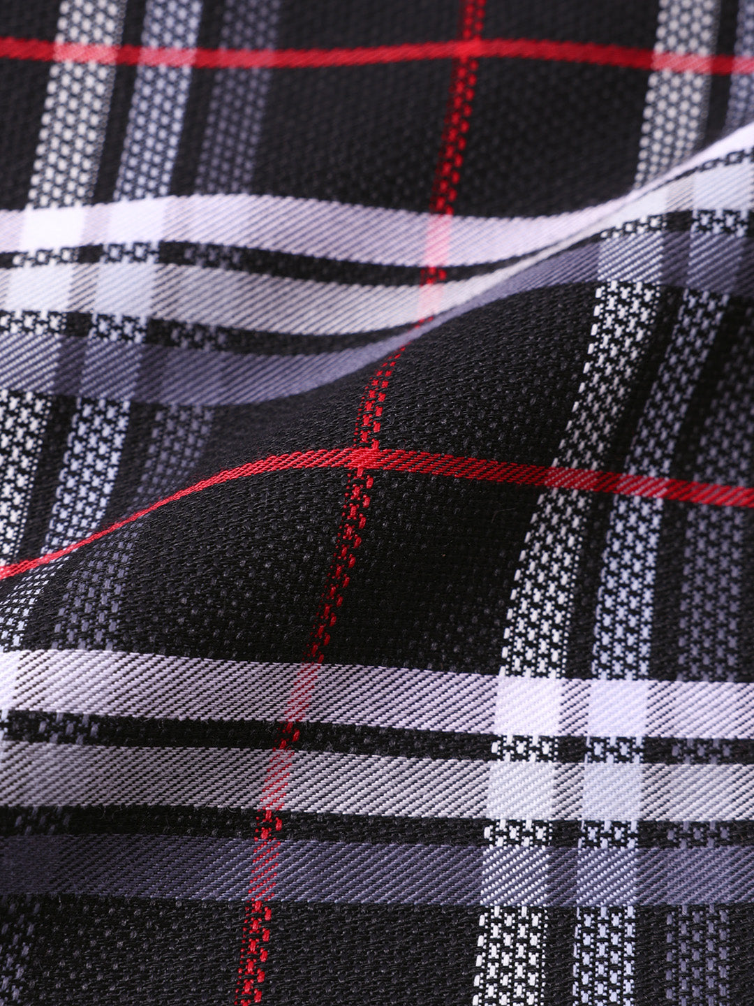 Men's Black Slim Fit Checked Casual Shirt