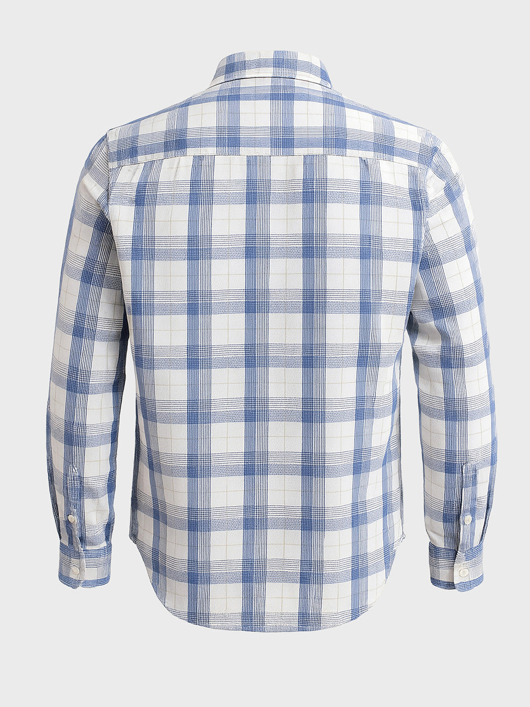 Men's Cream Slim Fit Checked Casual Shirt