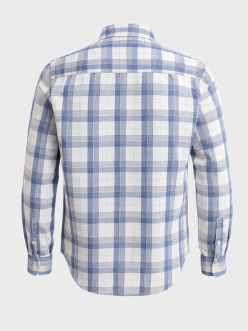 Men's Cream Slim Fit Checked Casual Shirt