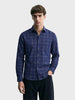 Men's Blue Slim Fit Checked Casual Shirt