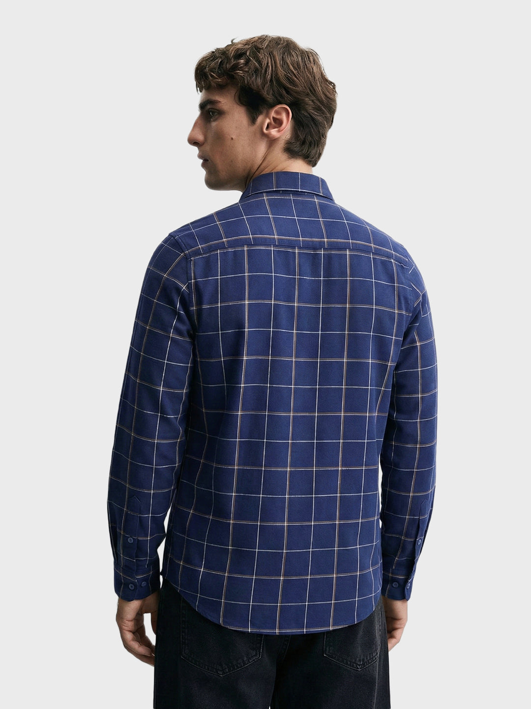 Men's Blue Slim Fit Checked Casual Shirt