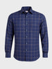 Men's Blue Slim Fit Checked Casual Shirt