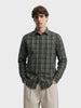 Men's Green Slim Fit Checkered Casual Shirts