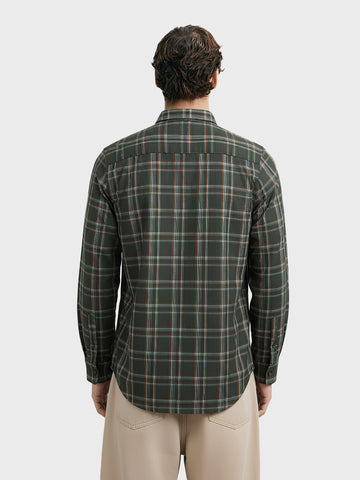 Men's Green Slim Fit Checkered Casual Shirts