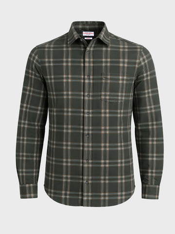 Men's Green Slim Fit Checkered Casual Shirts