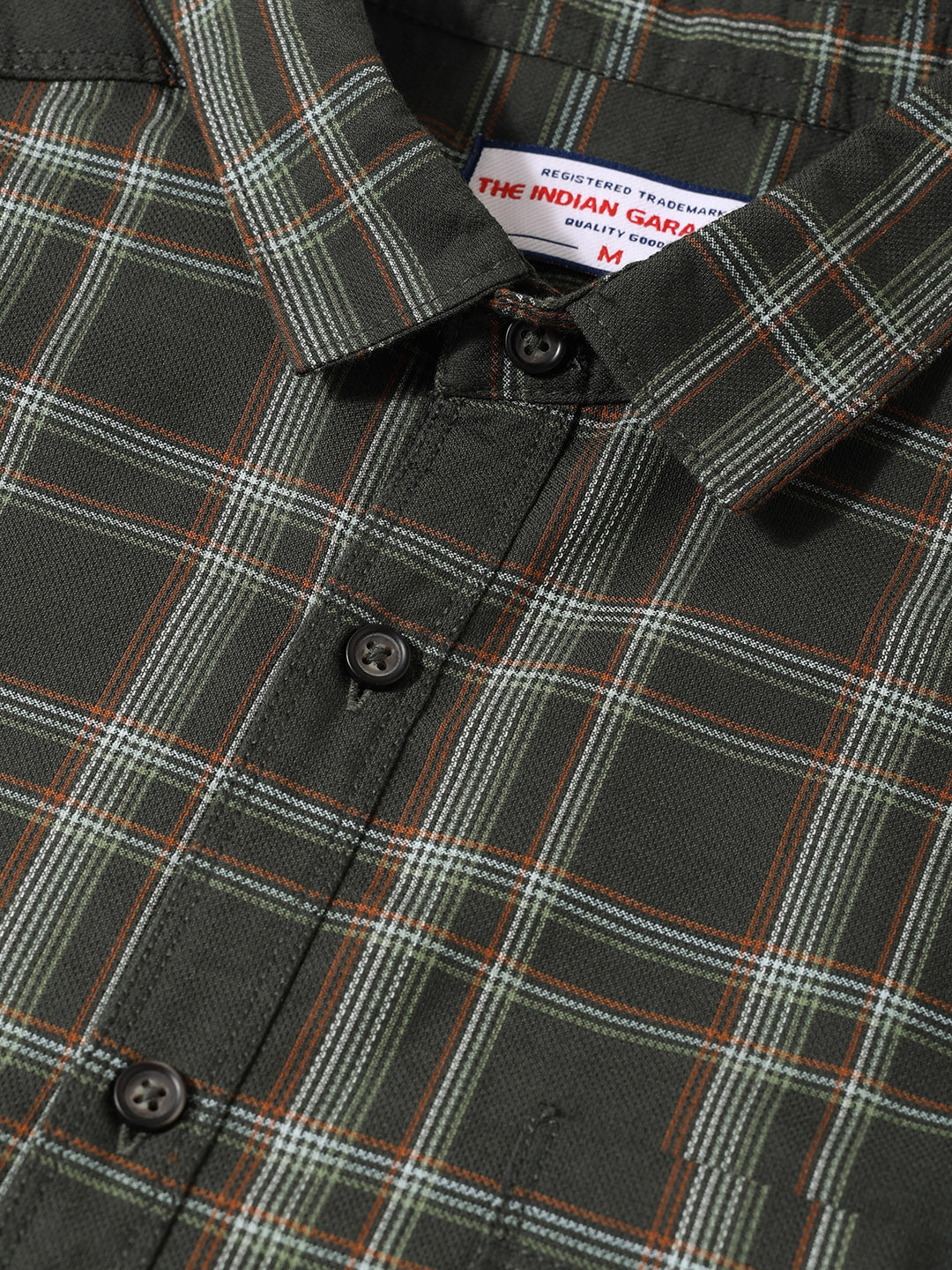 Men's Green Slim Fit Checkered Casual Shirts