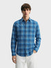 Men's Blue Slim Fit Checkered Casual Shirts