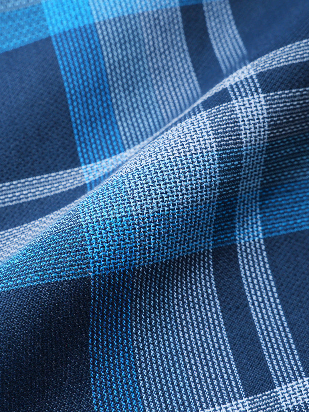 Men's Blue Slim Fit Checkered Casual Shirts