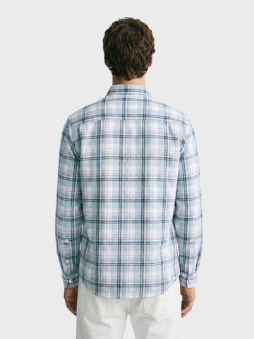 Men's White Slim Fit Checkered Casual Shirts