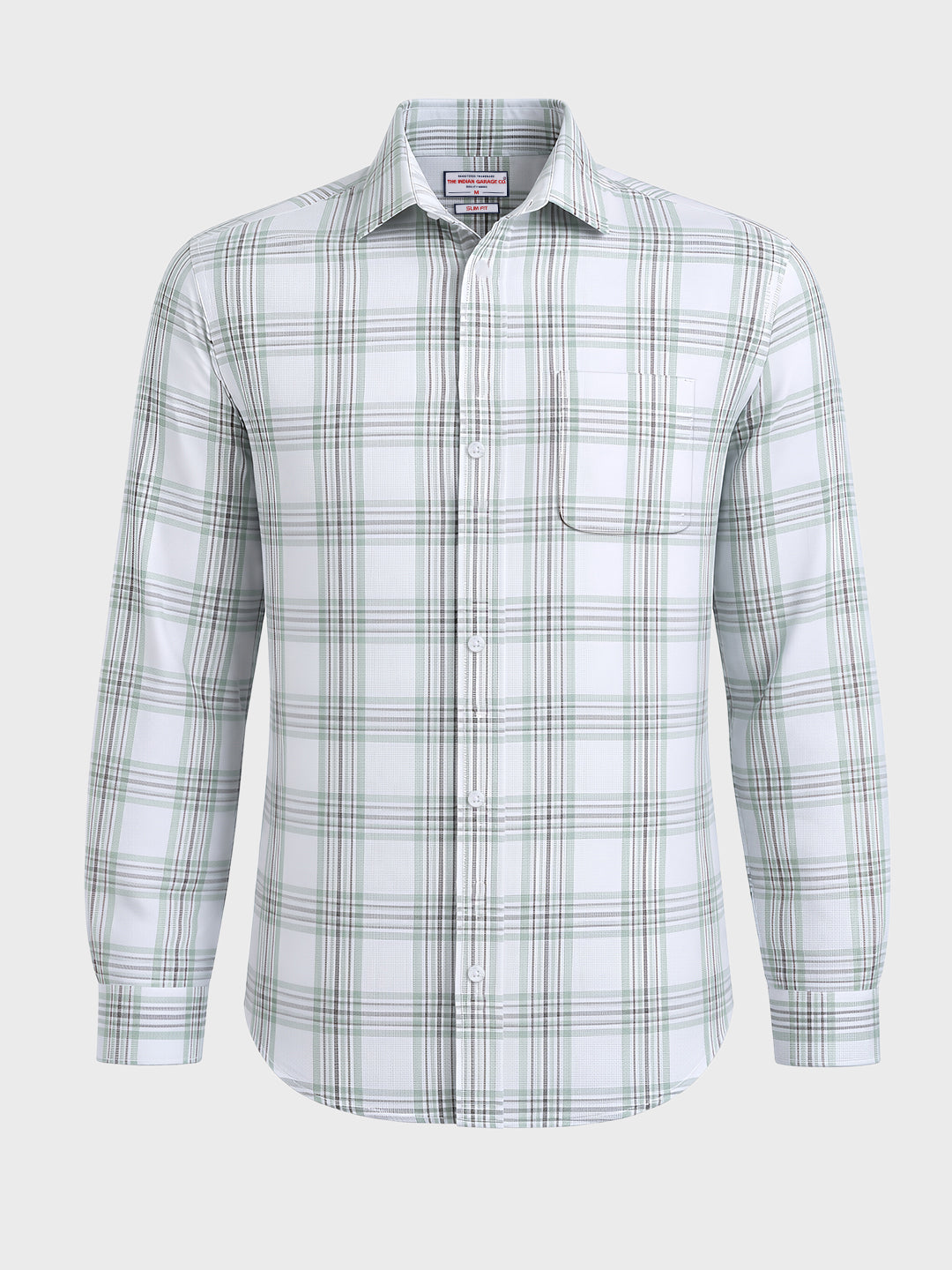 Men's White Slim Fit Checkered Casual Shirts