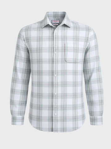 Men's White Slim Fit Checkered Casual Shirts