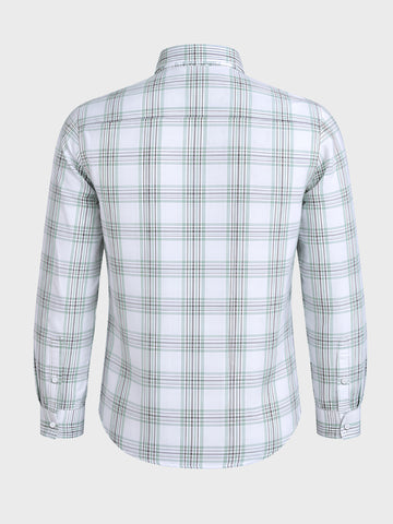 Men's White Slim Fit Checkered Casual Shirts