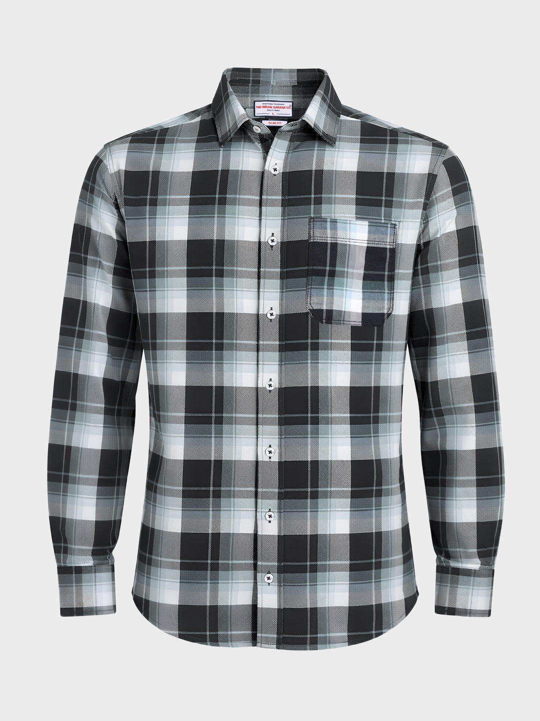 Men's Black Slim Fit Checkered Casual Shirts
