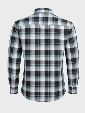 Men's Black Slim Fit Checkered Casual Shirts