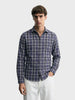 Men's Grey Slim Fit Checkered Casual Shirts