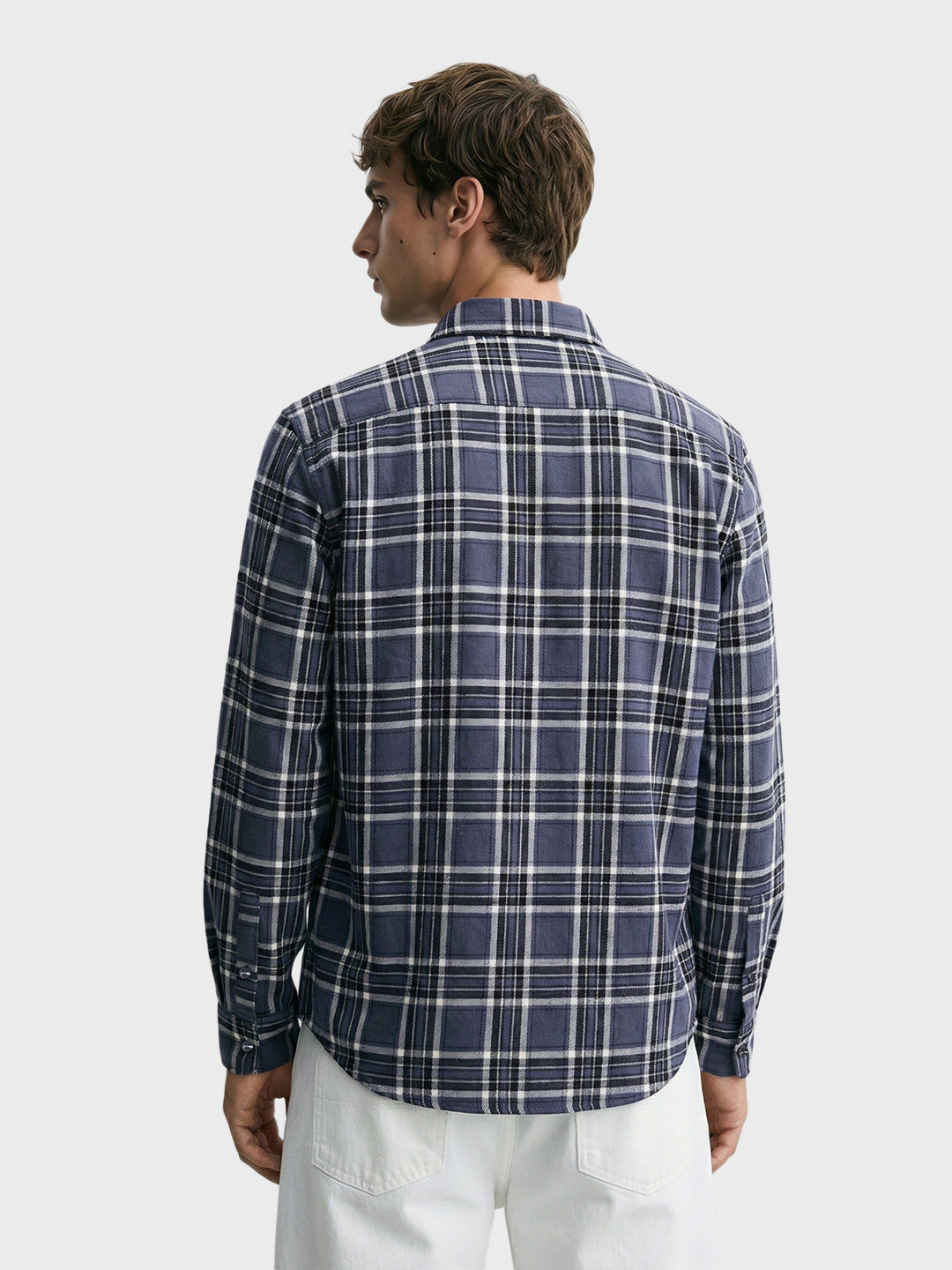 Men's Grey Slim Fit Checkered Casual Shirts