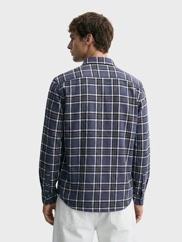 Men's Grey Slim Fit Checkered Casual Shirts