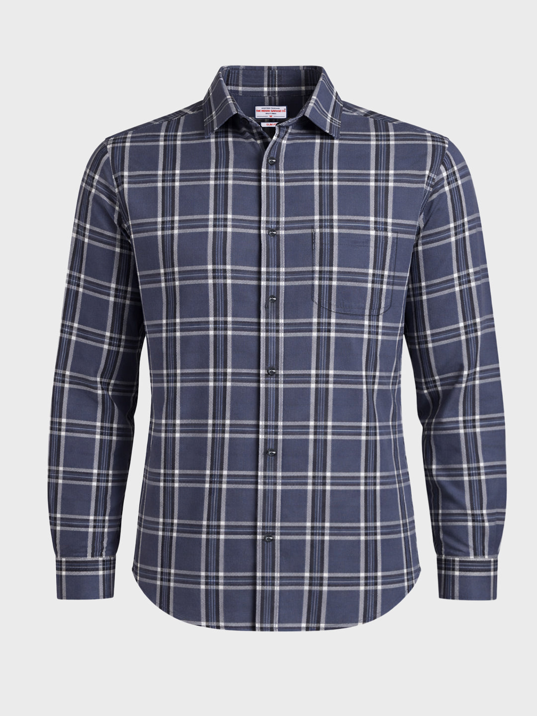 Men's Grey Slim Fit Checkered Casual Shirts