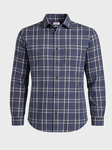 Men's Grey Slim Fit Checkered Casual Shirts