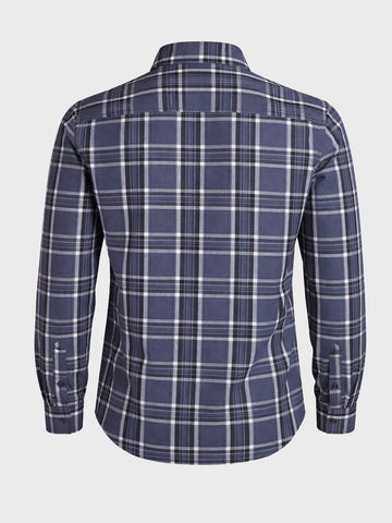 Men's Grey Slim Fit Checkered Casual Shirts