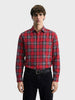 Men's Red Slim Fit Checkered Casual Shirts