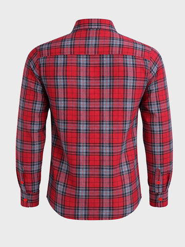 Men's Red Slim Fit Checkered Casual Shirts