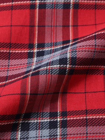 Men's Red Slim Fit Checkered Casual Shirts