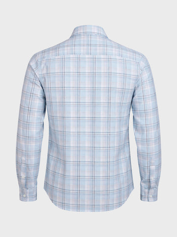 Men's Blue Slim Fit Checked Casual Shirt