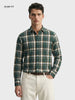 Men's Teal Slim Fit Checked Casual Shirt