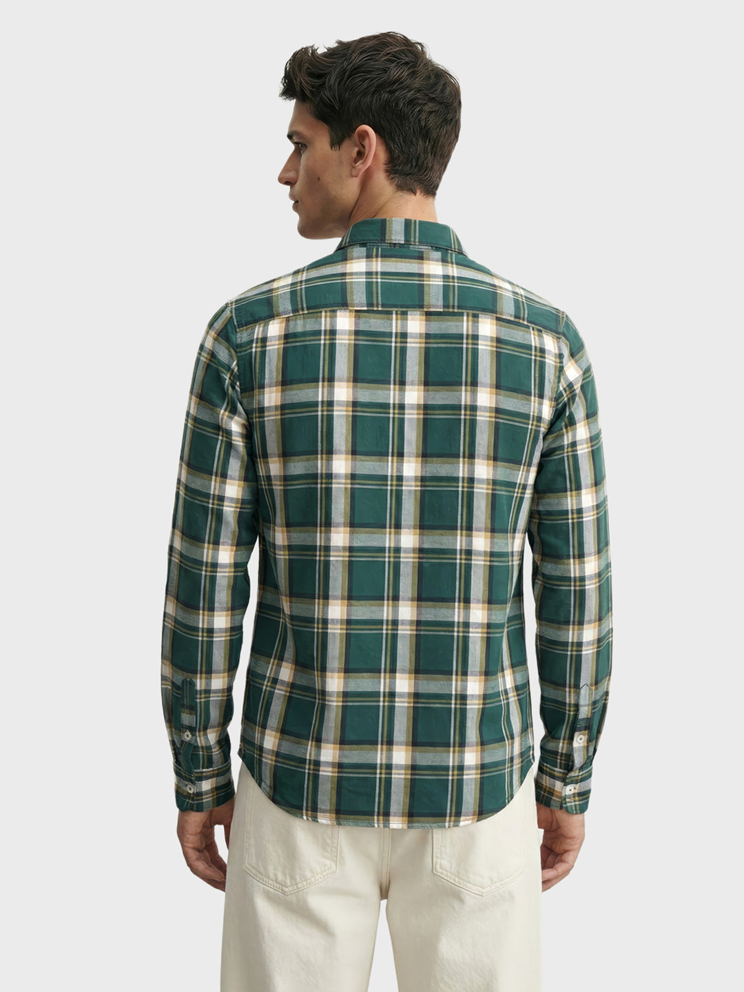 Men's Teal Slim Fit Checked Casual Shirt
