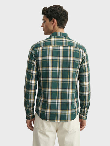 Men's Teal Slim Fit Checked Casual Shirt