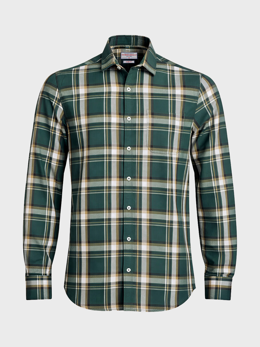 Men's Teal Slim Fit Checked Casual Shirt