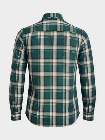 Men's Teal Slim Fit Checked Casual Shirt