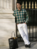 Men's Teal Slim Fit Checked Casual Shirt