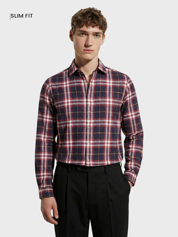 Men's Black Slim Fit Checked Casual Shirt
