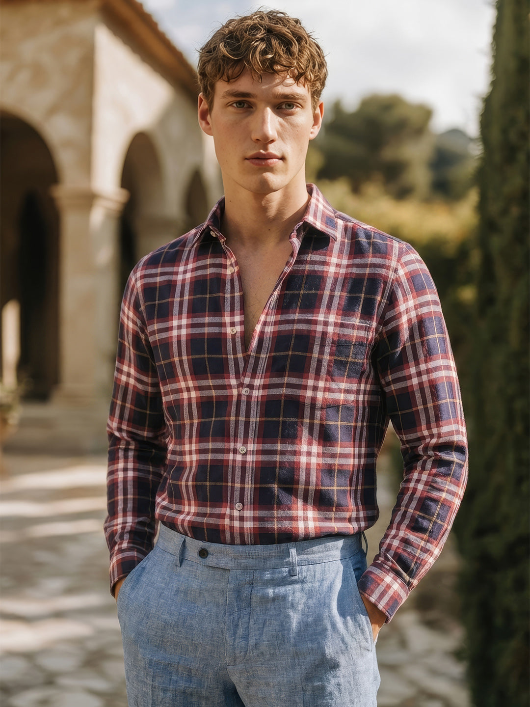 Men's Black Slim Fit Checked Casual Shirt