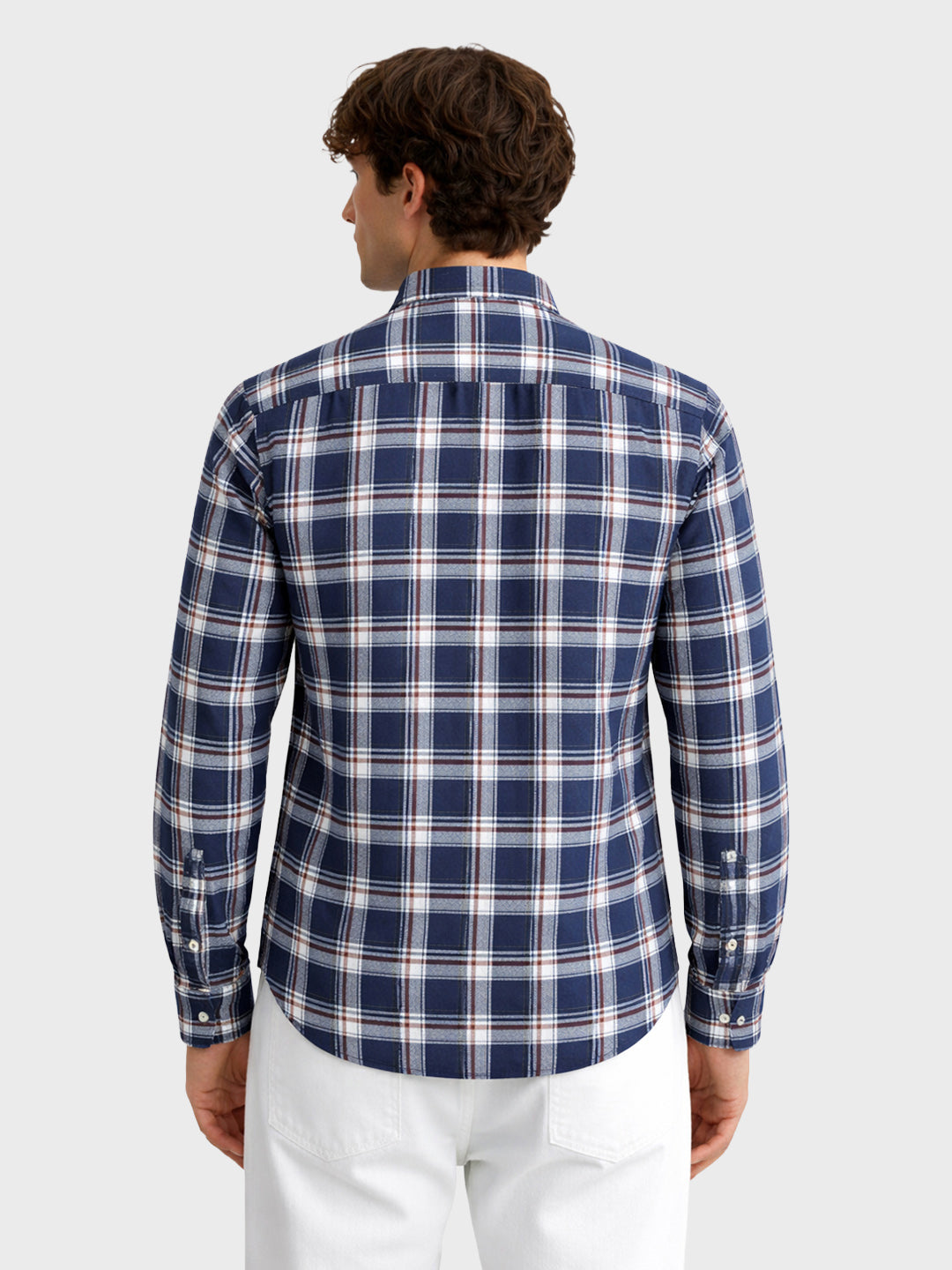 Men's Blue Slim Fit Checked Casual Shirt