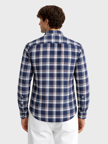 Men's Blue Slim Fit Checked Casual Shirt