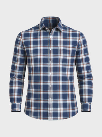 Men's Blue Slim Fit Checked Casual Shirt