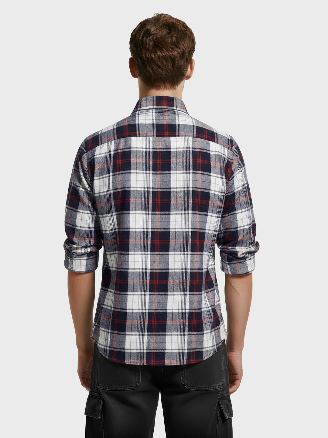 Men's Black Slim Fit Checked Casual Shirt