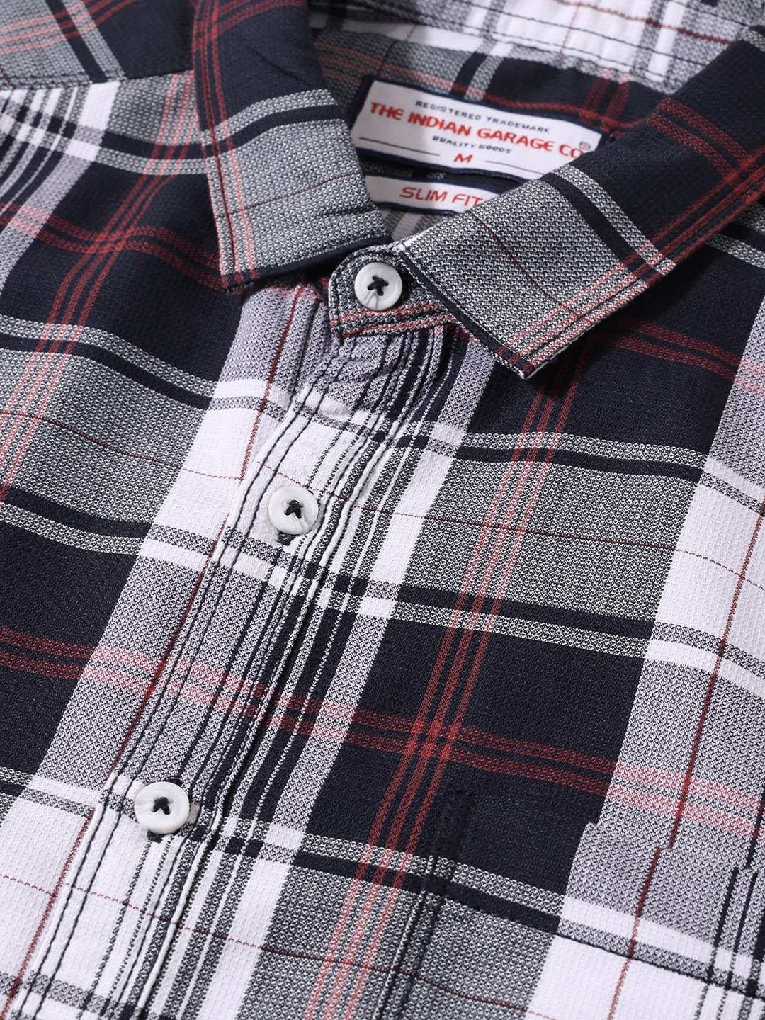 Men's Black Slim Fit Checked Casual Shirt
